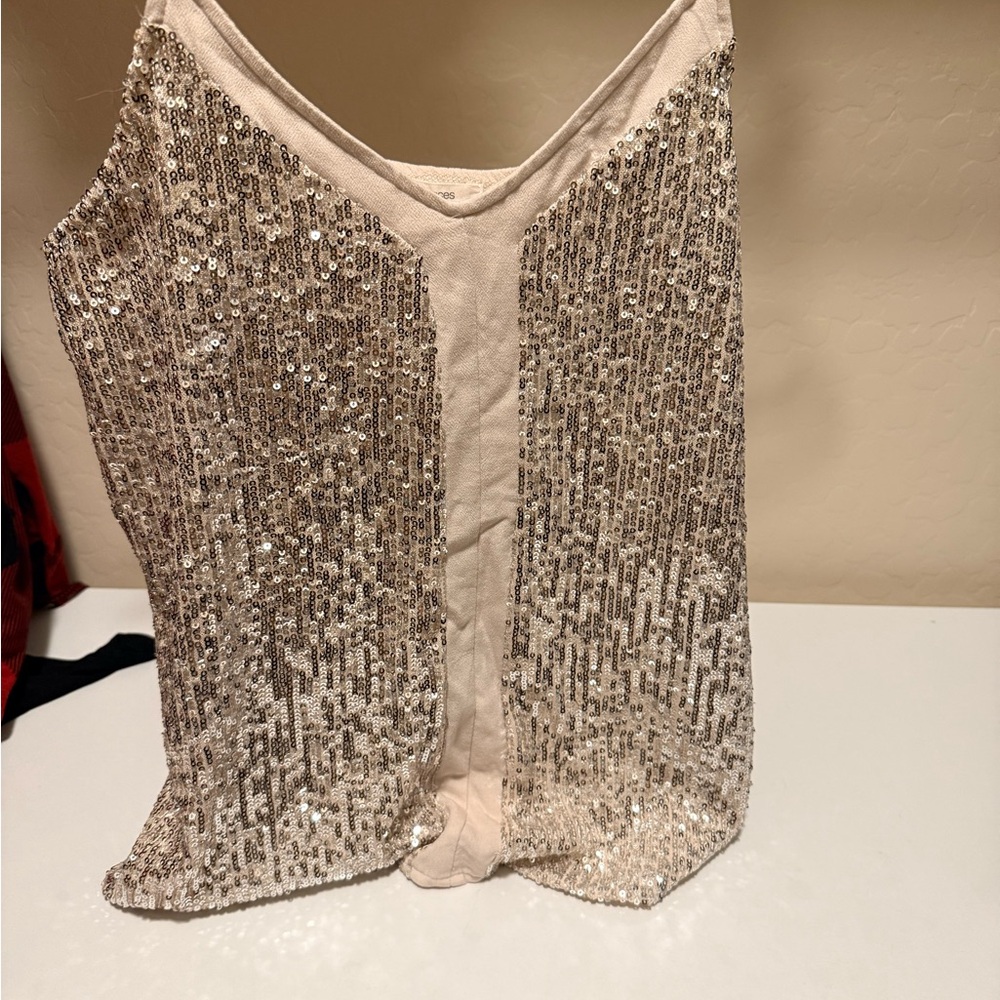 Maurices Shimmering Beige Sequin Top